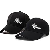 Yotselid King Queen Couple Baseball Caps His and Her Matching Snapbacks Hats Hip Hop Embroidered Casual Hats Adjustable