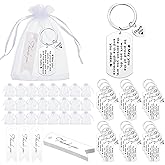 Yinkin 72 Pcs Employee Appreciation Gifts Bulk Thank You Coworker Keychain Gifts with Organza Bags and Thank You Cards
