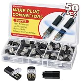 50Pcs Standard Quick Connect Wire Connectors &ndash; No Stripping Double Wire Plug in Connector, Flame Retardant Lock Strip Connector for LED Strip Lights, DIY, Low-Voltage &amp; Model Kit, 18-22AWG