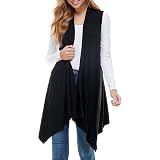 thumbnail image 2 of Womens Sleeveless Cardigans Lightweight Draped Open Front Cardigan Vest Asymmetric Hem Loose Fitting Solid Outwear Small Pink 2 of 13