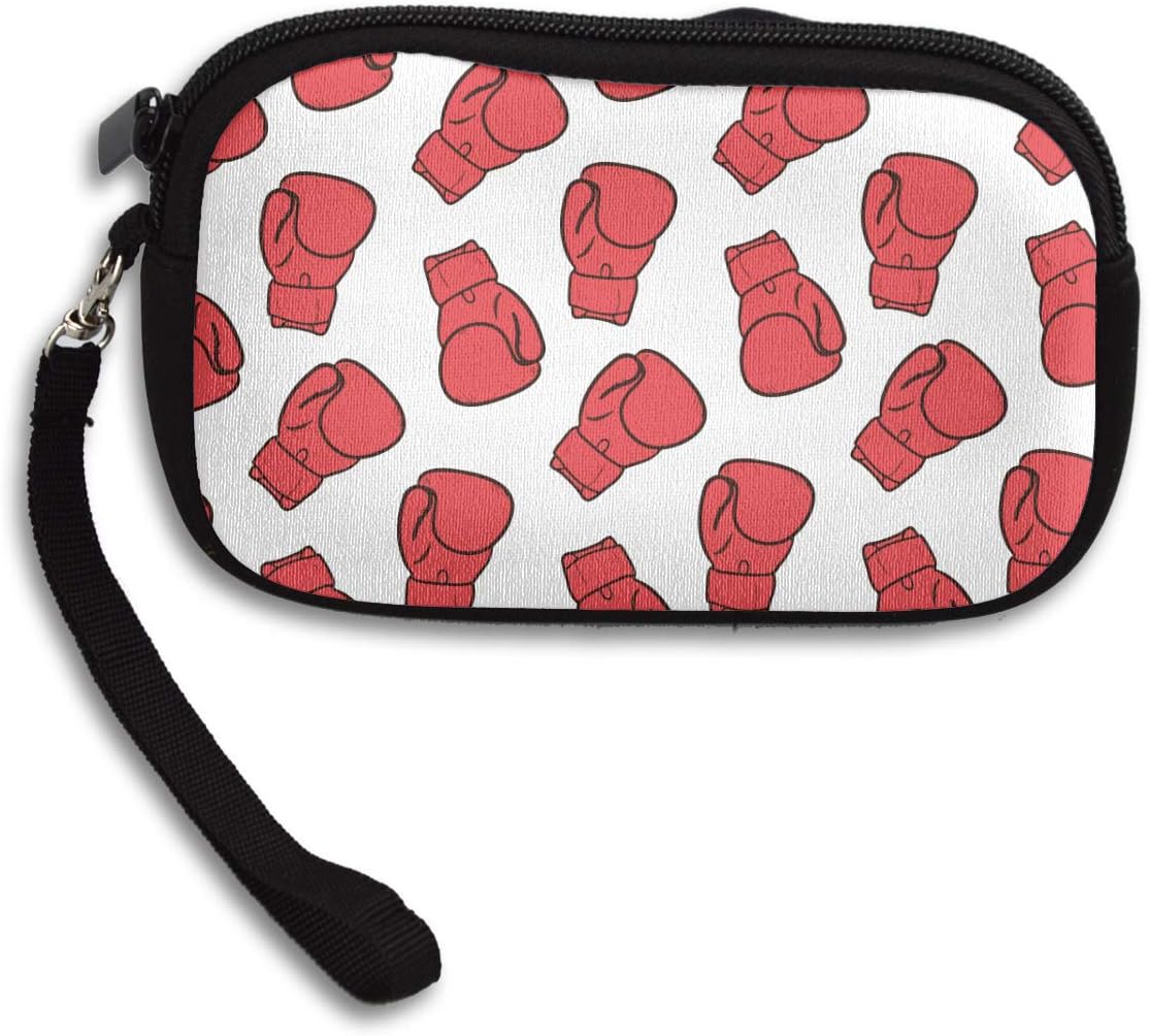 Women's Waterproof Zipper Wristlet Coin Change Cash Money Wallets, Keys/Bank Credit Card/Pencil Clutch, Soft and Durable Fashion Phone Camera Holder Purse Boxing Gloves Pattern