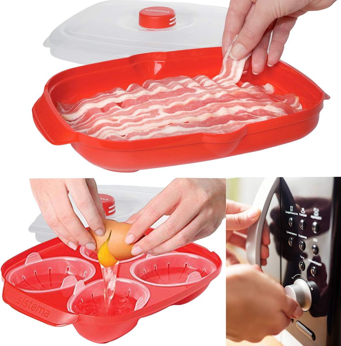 Sistema (2 Piece) Breakfast Maker Set Microwave Egg Cooker Poacher