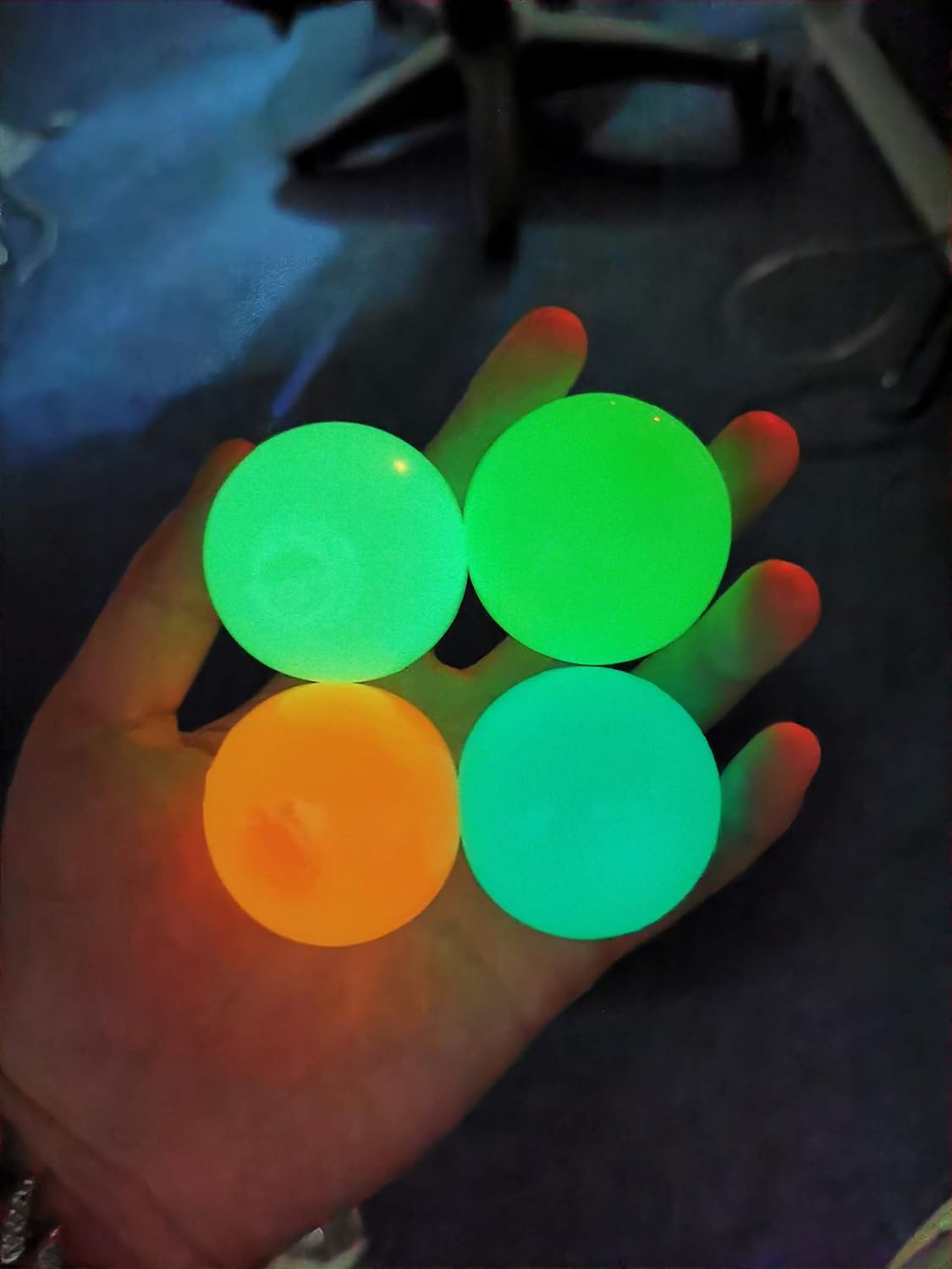 4 Pcs Fluorescence Squishy Sticky Balls for Kids, Luminescent Sticky Balls That Stick to Wall Stress Relief Toys for Kids and Adults Tear-Resistant, Non-Toxic, Fun Toy for ADHD, OCD, Anxiety: Health & Personal Care