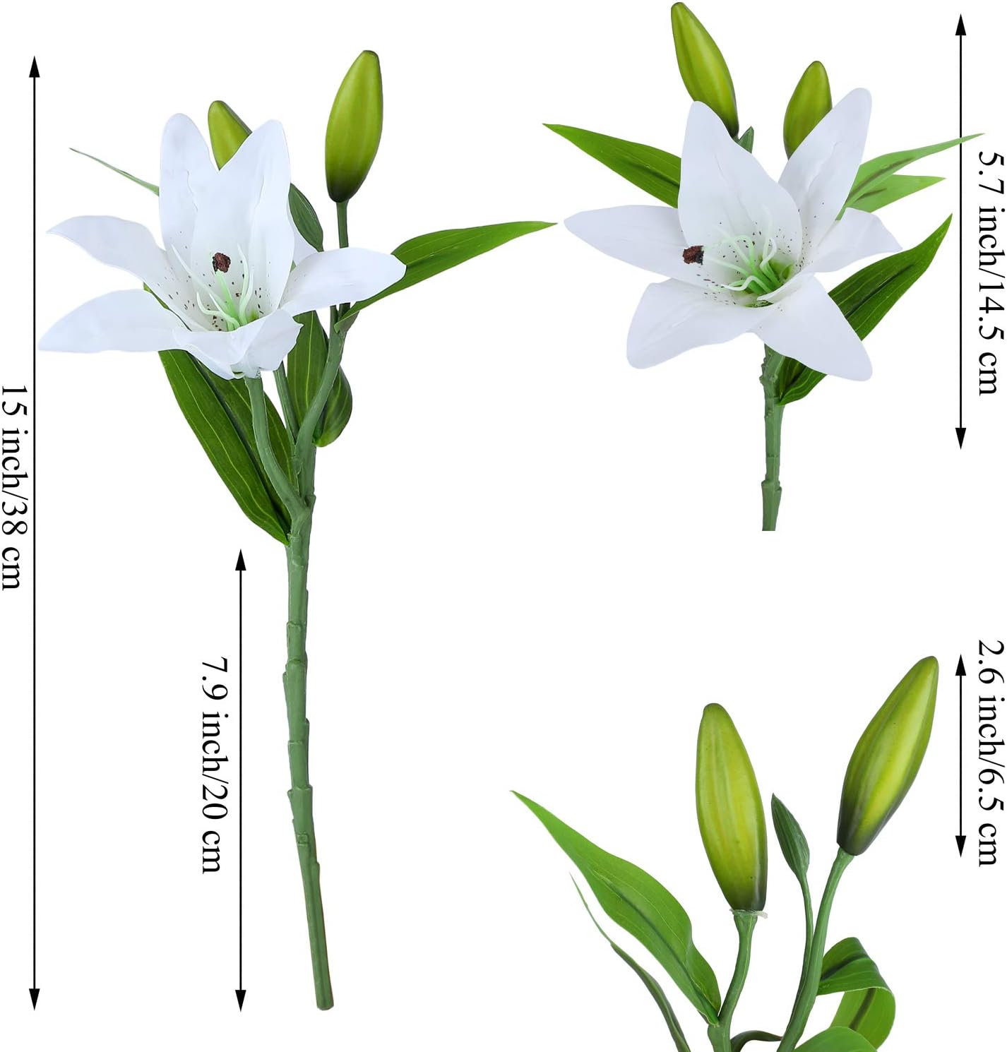 ELCOHO 6 Pieces Artificial Lily Flowers Latex Real Touch Fake Lily Bouquet Artificial Flowers for Home Wedding Parties Vases Floral Decor - Image 4