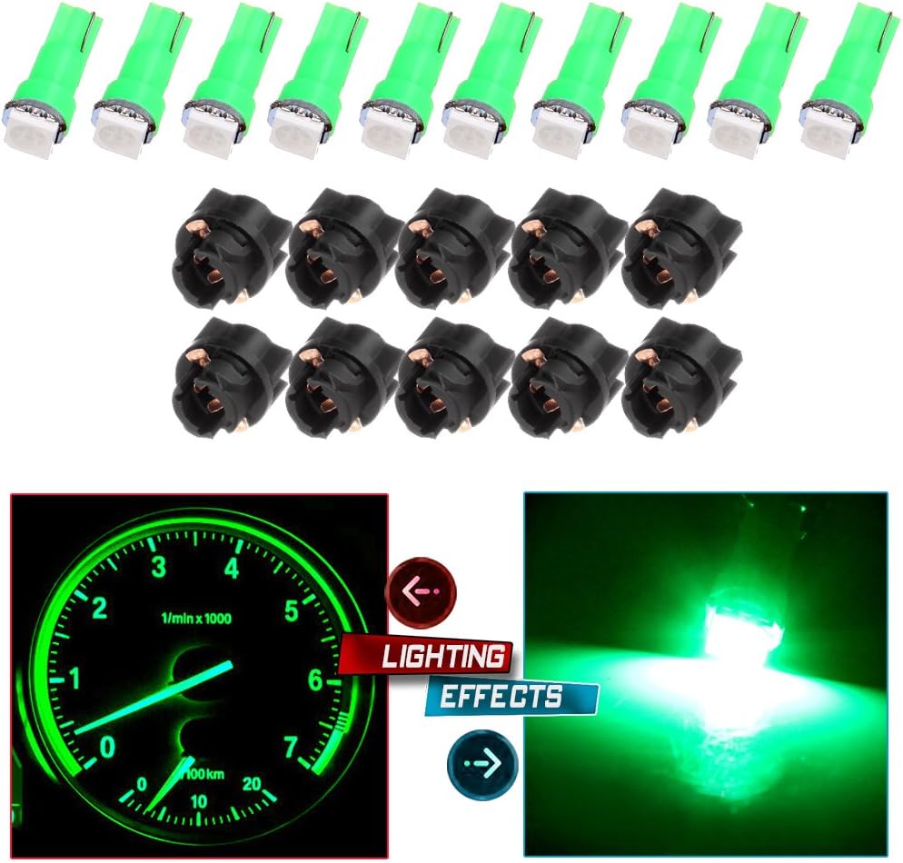 cciyu 20X T5 Green Led 1-5050 SMD Dashboard Dash Gauge Instrument Panel Gauge Cluster Light