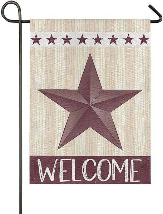 Hangdachang - Bandera de jardín de arpillera con estrella de pentagrama