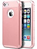 ULAK 5S Case, iPhone 5S Case, iPhone 5 Case, iPhone SE Case, Slim Fit Dual Layer Protection Case Shock Absorbing Hard Rugged Ultra Protective Back Rubber Cover with Impact Protection(Rose Gold)