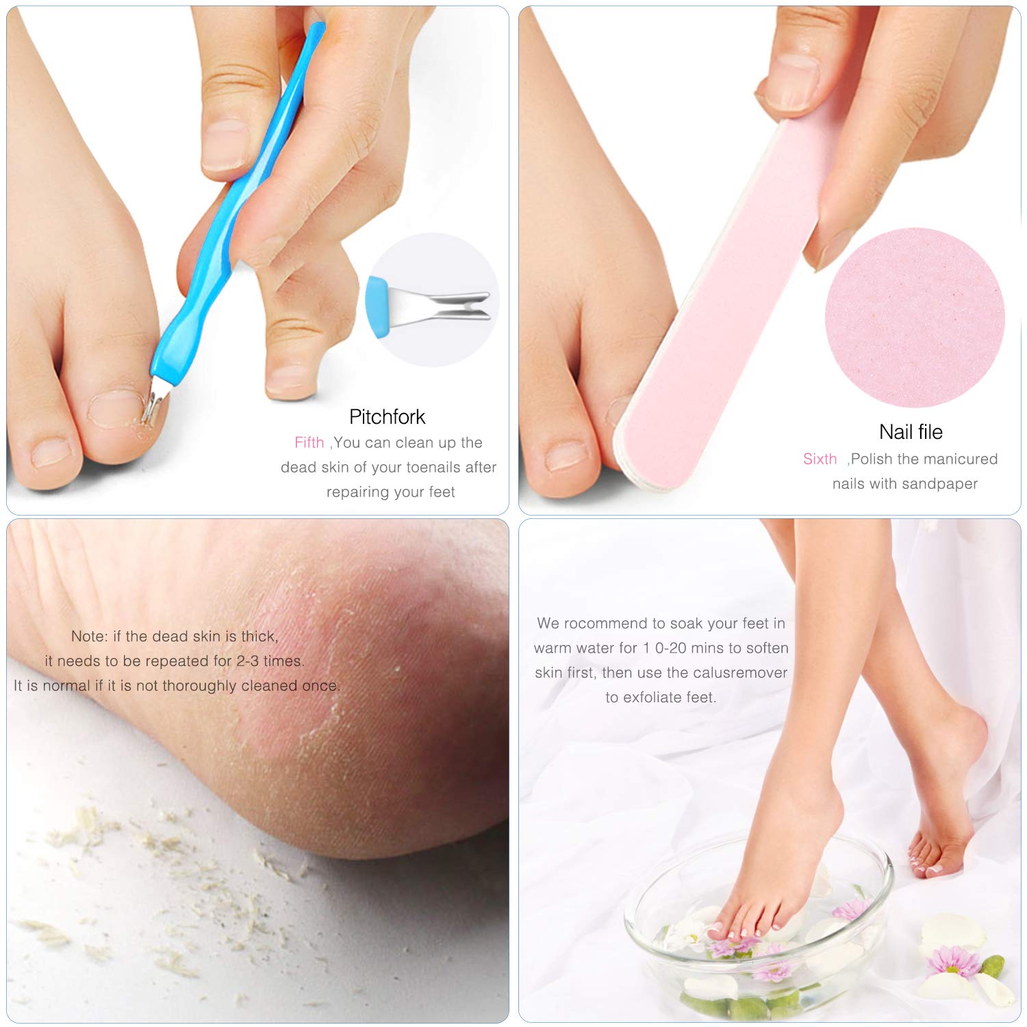 Professional Pedicure Tools Kit 20 in 1, Foot Care Kit Stainless Steel Foot Rasp Foot Peel and Callus Clean Foot Dead Skin Tool Set, Nail Toenail Clipper Foot Care Kit for Women Men Salon or Home : Beauty