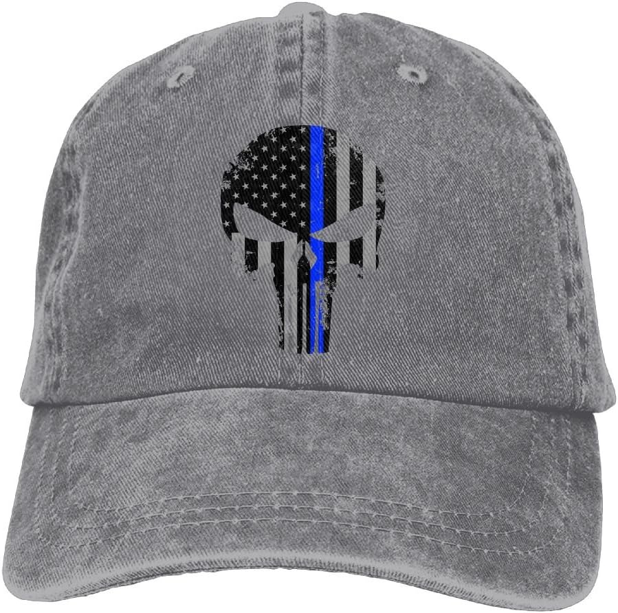 JTCY Thin Blue Line Punisher Plain Washed Dad Solid Cotton Polo Style Baseball Cap Hat Ash