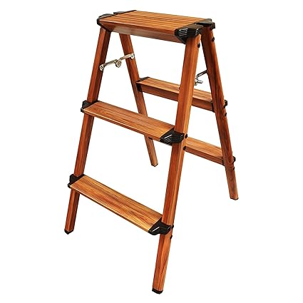 Amazon Co Jp Up Store 木目調 アルミ製ステップ台 折りたたみ脚立