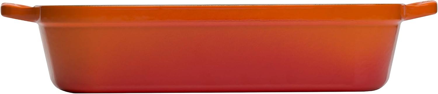 Le Creuset Signature Enamelled Cast Iron Rectangular Roasting Dish, 33 cm, 4.9 litres, Volcanic, 20184330902422 - Image 4