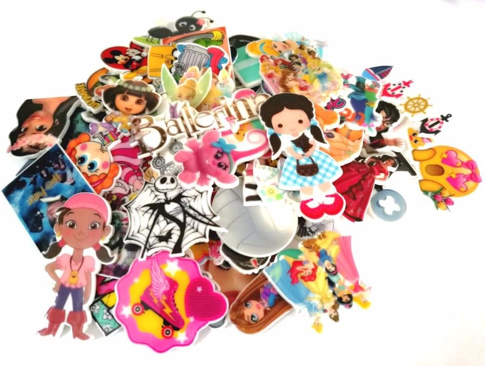 FunnyToday365 100Pcs Mixed Assorted Cartoon Character Flatback Planar Resin For Diy Decoration Crafts Accessories
