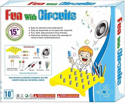 Fun with Circuits Game School Project Perform 15+ Experiments No Soldering Required Learning and Educational Easy to use Electronic Components Working Projects