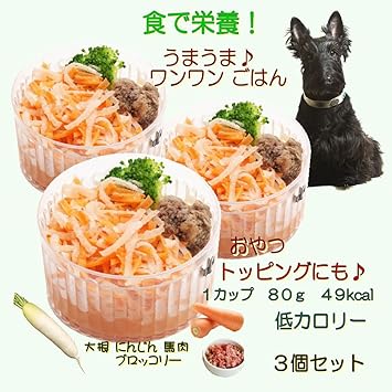 Amazon お得 犬用無添加手作りごはん 大根と人参サラダ 馬肉団子入り 80gｘ３食セット ドッグ フード オヤツ ごちそう プレゼント 手作り人気トッピング 帝塚山wanbana ワンバナ Dolce Del 帝塚山wanbana ウェット 通販