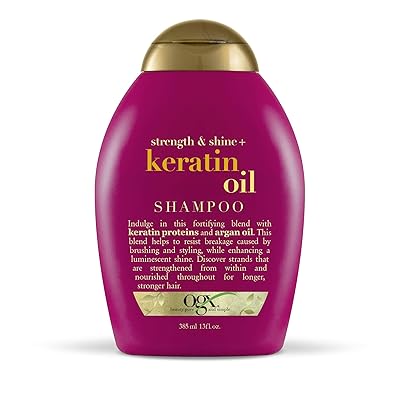OGX Anti-Breakage + Keratin Oil Fortifying Anti-Frizz Shampoo for Damaged Hair &amp; Split Ends, with Keratin Proteins &amp; Argan Oil, Paraben-Free, Sulfate-Free Surfactants, 13 fl oz