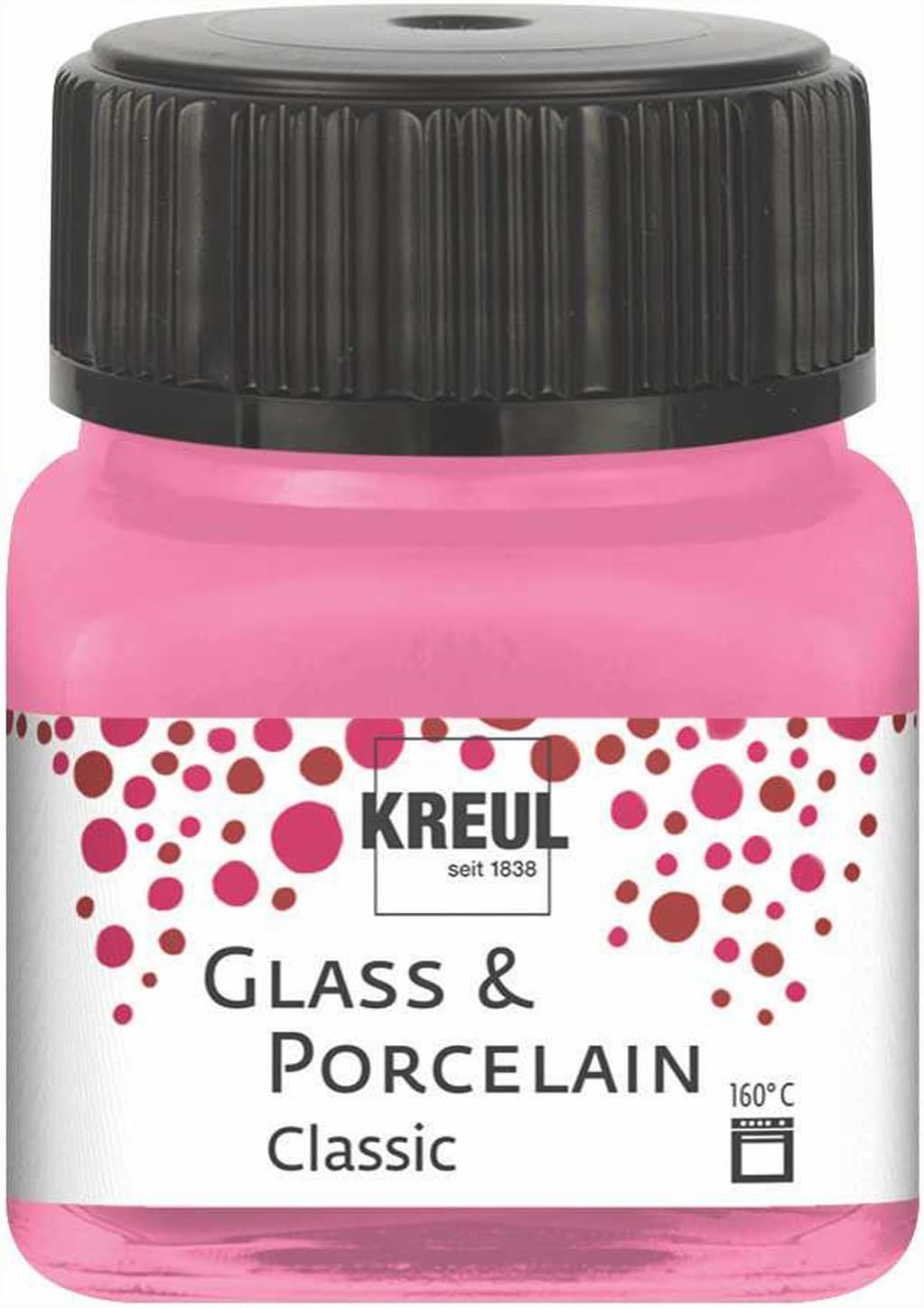 KREUL 16209 Glass & Porcelain Classic Rose 20 ml Jar, Brilliant Water-Based Paint for Glass and Porcelain Quick Drying, Opaque
