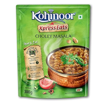 Kohinoor Xpress Eats, Ready-to-Eat Choley Masala, 300g Microwave Pack