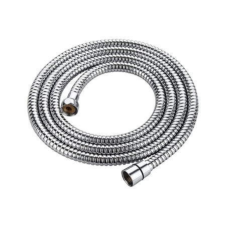 Homelody Chrom 2,0m Brauseschlauch Edelstahl Duschschlauch doppelt gewickelt 1/2 Zoll Duscharmatur für Handbrause/Dusche