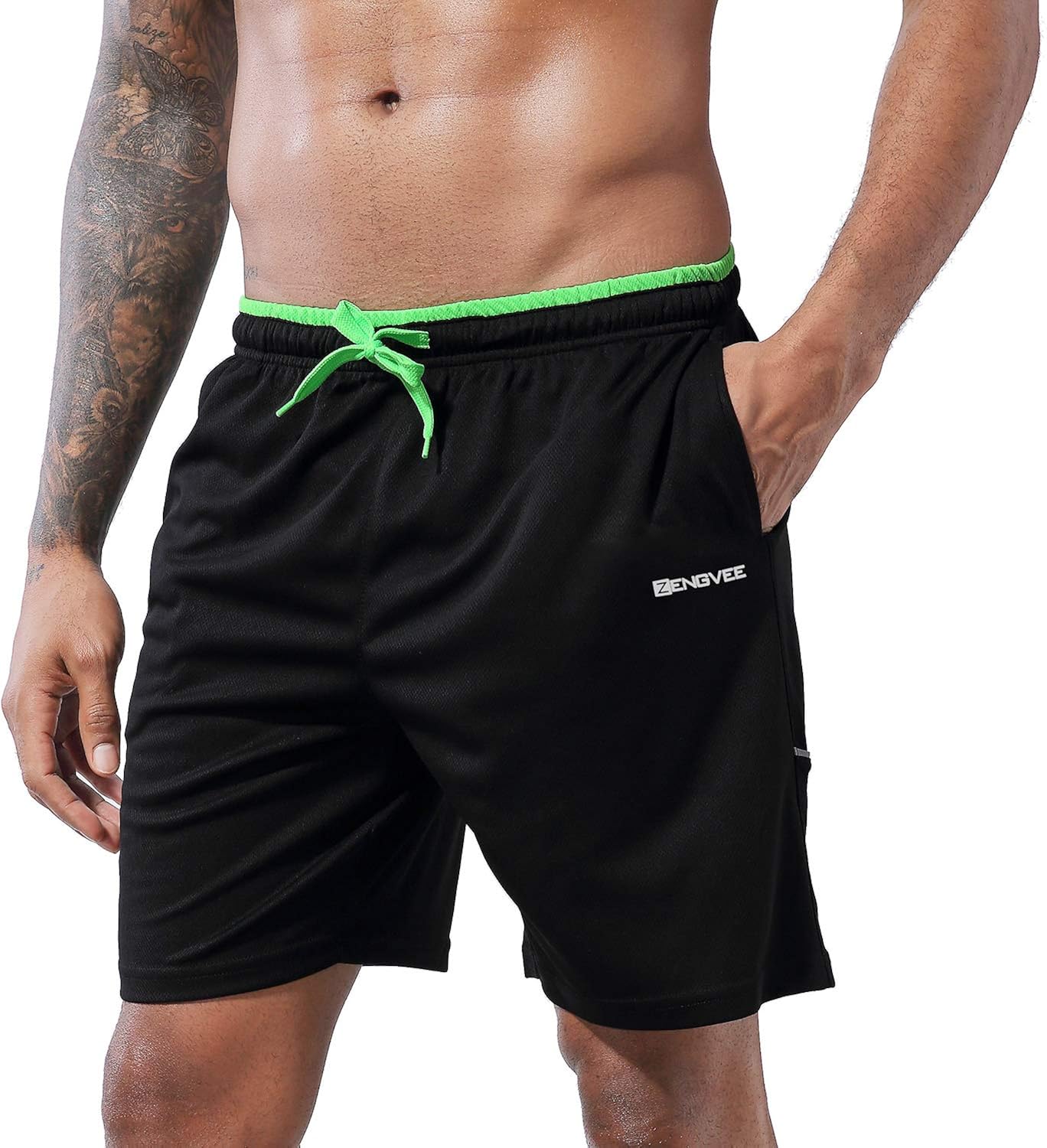 1994Fashion Men's Running Shorts Gym Athletic Shorts with Pockets Quick Dry 7”for Sports,Trainning,Workout: Clothing