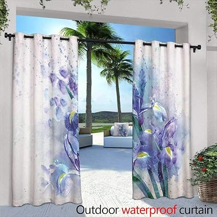 Amazon Com Lightly Patio Curtains Watercolor Dark Blue And Yellow