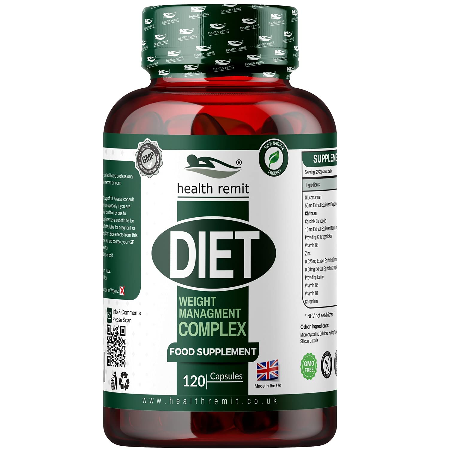 Keto Diet Complex - Enriched with Raspberry Ketones, Green Coffee, Garcinia Cambogia, Zinc and Chromium- 120 Capsules for Men and Women - Made in The UK by Health Remit
