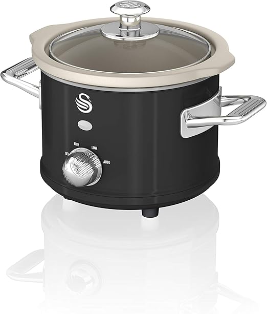 Swan SF17011BN 1.5 Litre Retro Slow Cooker with Removable Ceramic Pot