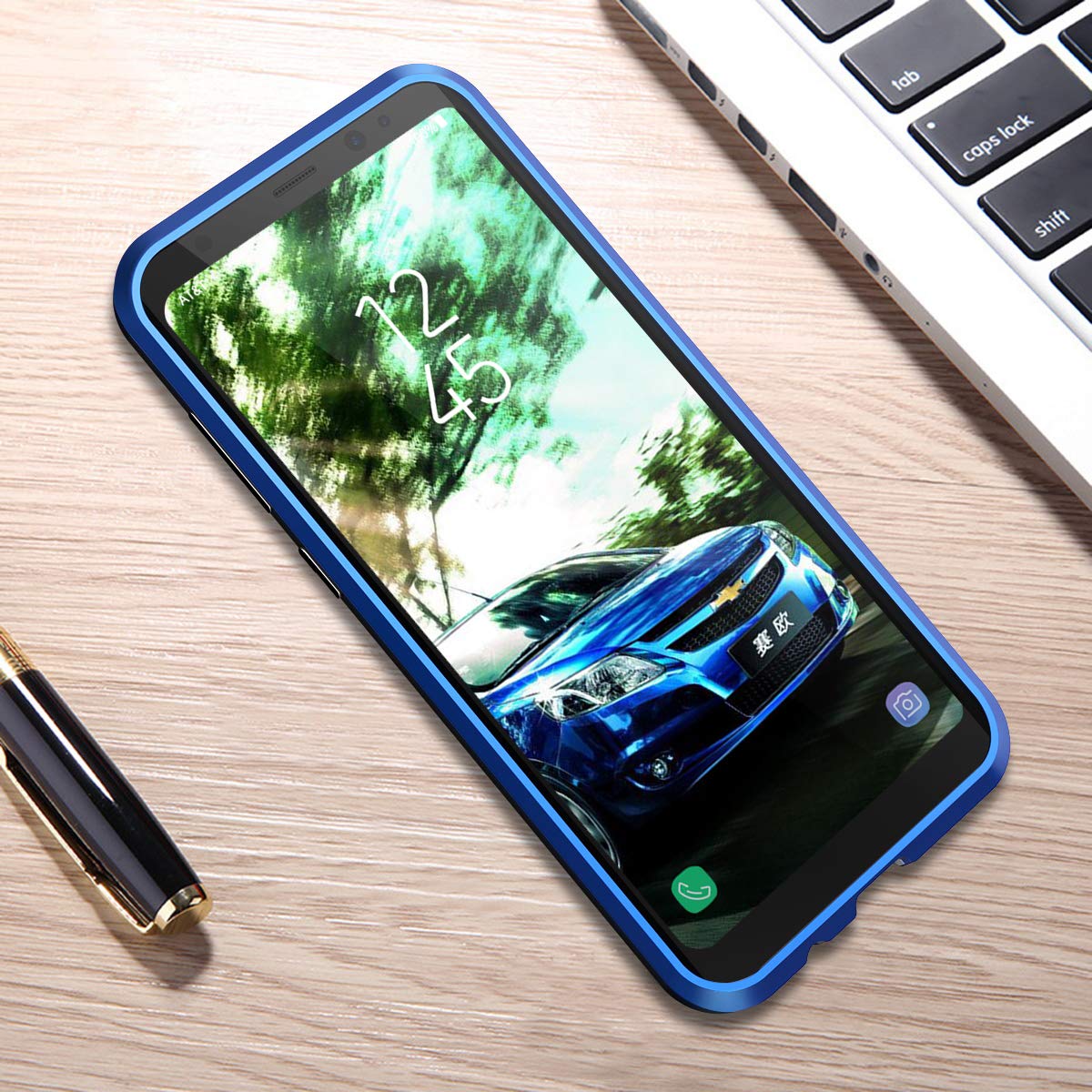 Schwarz CE-Link Kompatibel mit Samsung Galaxy S8 Plus Hülle Glas mit