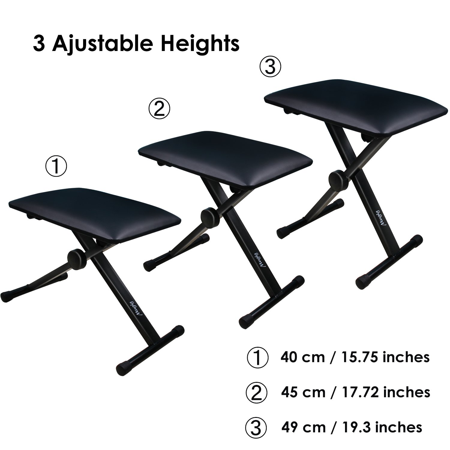 Mugig Padded Keyboard X-Style Bench, Piano Chair height adjustable , Keyboard Stool For Piano Keyboard with Leather Pad (Black)