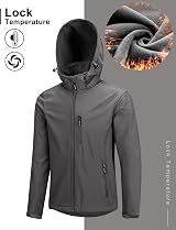 33,000ft Men Waterproof Softshell Jacket with Fleece Lining Grey XL view 4