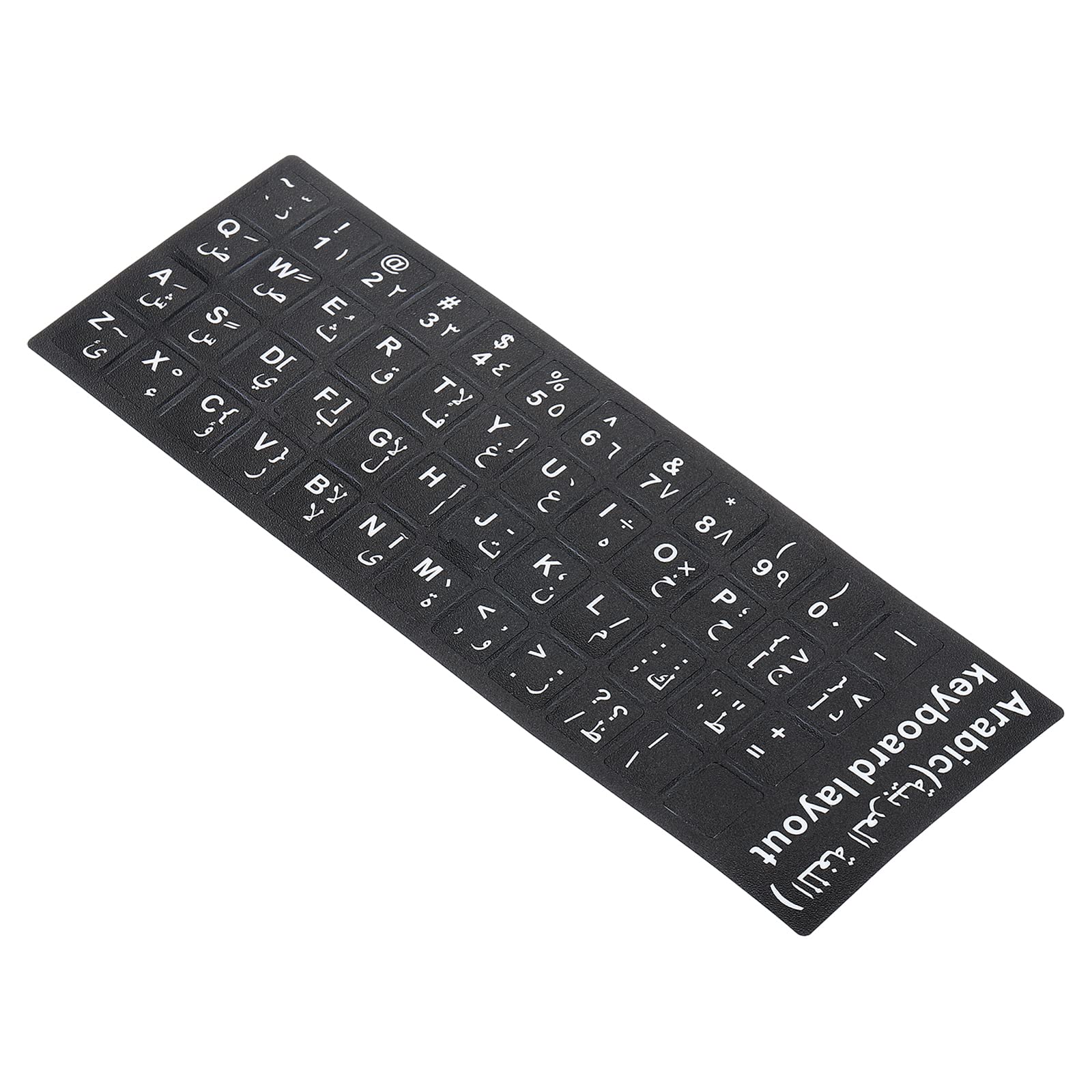 PATIKIL Arabic Keyboard Layout Stickers, 2 Pack Universal Keyboard Replacement Cover for Notebook Desktop Computer, Black Background White Lettering