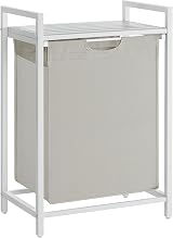 VASAGLE Laundry Basket Hamper with Removable Liner 65 L White Cream