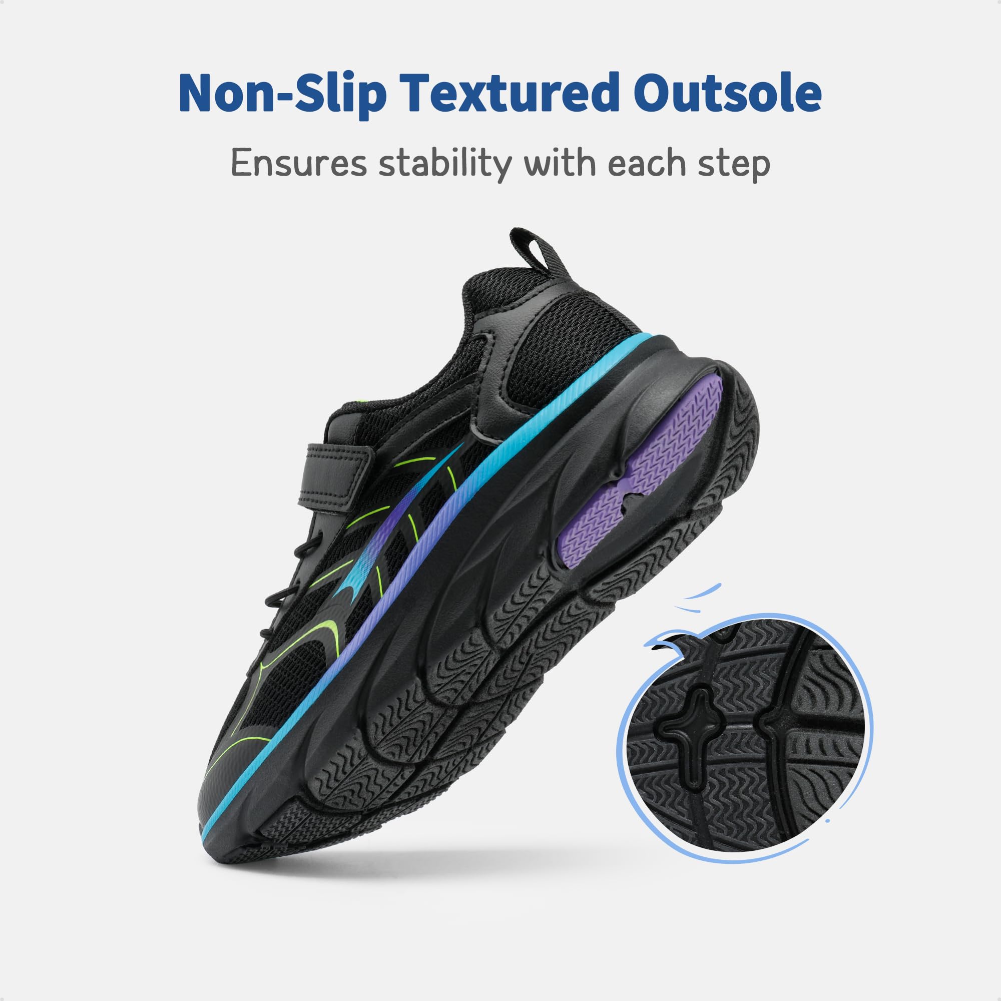 DREAM PAIRS Turnschuhe Jungen Mädchen Schuhe Kinder Sneaker Tennis Atmungsaktiv Laufschuhe Sportschuhe,Size 31,Schwarz/Blau,SDRS2326K 4