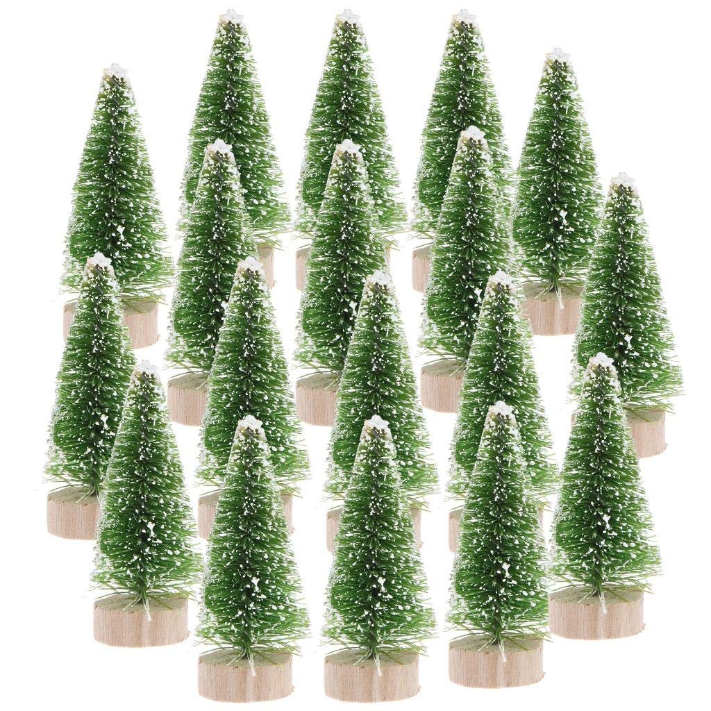 Peerless 12Pcs Mini Sisal Trees With Wood Base - Artificial Christmas Pine Tree for Winter Snow Miniature Scenes, DIY Crafts, Xmas Holiday Home Desk Tabletop Decor
