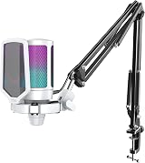 FIFINE Gaming Mic Kit Bundle USB Condenser Microphone with Arm White view 1