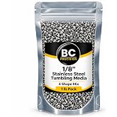 BC Precision 1/8" Stainless Steel Tumbling Media, 4 Shape Mix, 1 lb Pack | Diagonals, Ballcones, Balls &amp; Pins, Jewelry Burnishing and Finishing Media, Wet Tumbling Shot