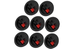 MUCKLILY 8Pcs Round Speaker Wire Terminal Connector Clips Spring-Loaded Speaker Wiring Terminal Cup for