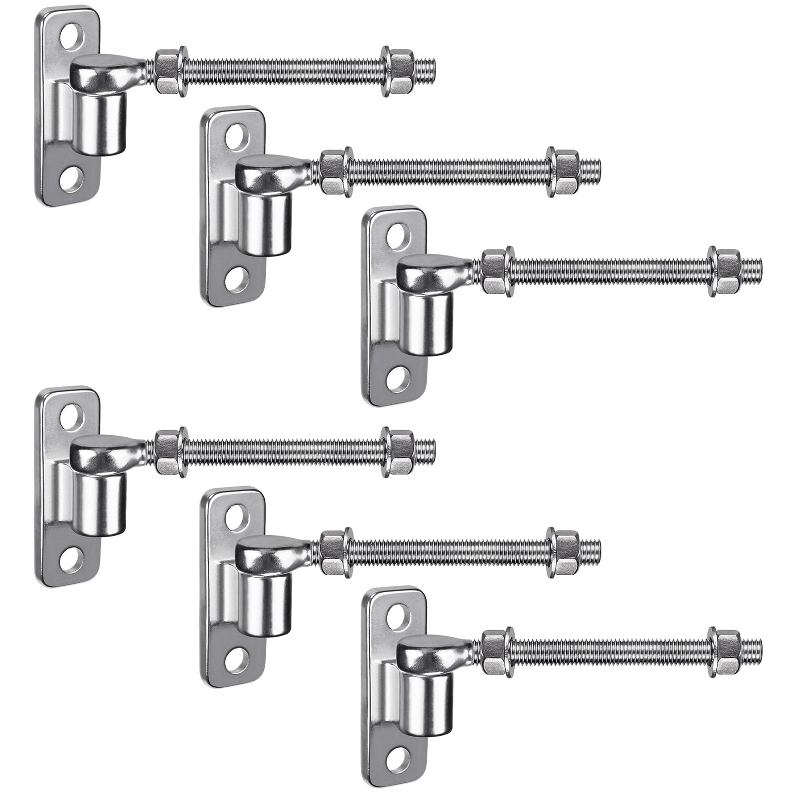 Insaga Gate Hinge M12, 6pcs Heavy Duty 16mm Hook to Bolt Pin Hook Hinge Hanger with Eye Hinge Plate Garden Gate Hinge Stainless Steel Metal Gate Hardware for Farm Gate/Wooden Fence/Driveway, 200mm