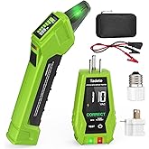 Tadeto Circuit Breaker Finder Tool with Outlet Tester, Quickly GFCI, Voltage, Electric Tester with Dual LCD Display, Light Socket and 3-2 Prong Grounding Adapter, Alligator Clip Adapter