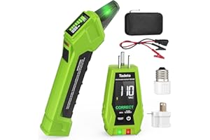 Tadeto Circuit Breaker Finder Tool with Outlet Tester, Quickly GFCI, Voltage, Electric Tester with Dual LCD Display, Light Socket and 3-2 Prong Grounding Adapter, Alligator Clip Adapter