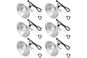 Macarrie 6 Pcs Adjustable Clamp Lamp Light with Aluminum Reflector Up to 150 Watt (No Bulb Included) E26 Socket SPT-2 18awg 6FT Cord (8.5 Inch)