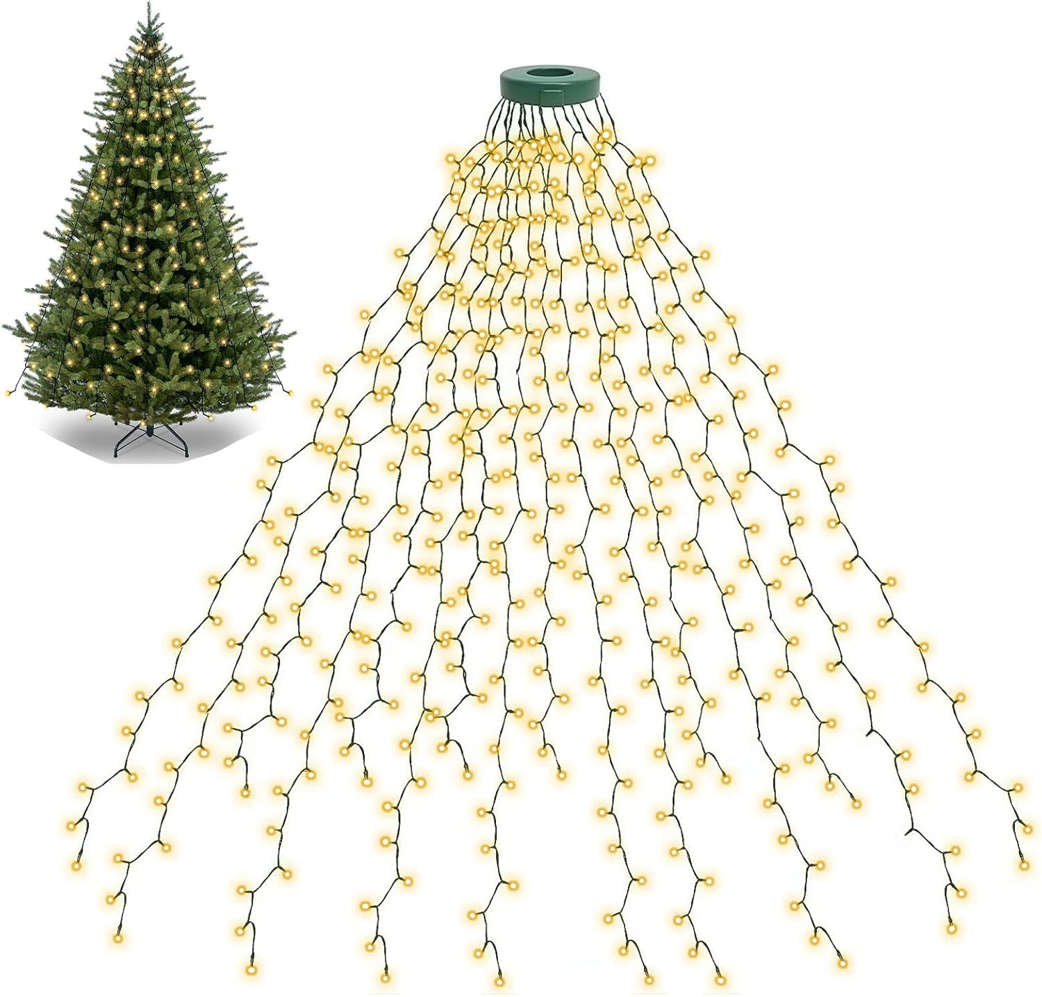 Trees - BOLWEO Christmas Tree Lights, 400LED 16 Lines Christmas Lights for Tree 8 Modes for 6ft-10ft Christmas Tree, UL Certified Indoor Outdoor Christmas Decorations 16 * 6.6ft Drops Warm White