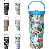 Flamingo Tumbler with Handle and Flip Straw for Women Men, 30oz Stainless Steel Insulated Cup, Water Bottle Travel Coffee Mug, Gifts for Animal Lovers