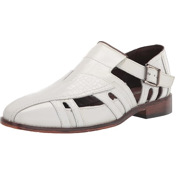 Mens 8 Stacy Adams White Leather Sandals Amazon.com | Stacy Adams mens Calzada Fisherman Sandal  main image 4