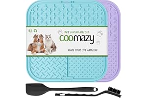 Coomazy Lick Mat for Dog and Cat, Slow Feeder & Non-Slip Design, Boredom and Anxiety Reducer, Suitable for Food, Treats, Yogurt, Peanut Butter and Liver Paste, Non-Toxic, Blue & Purple