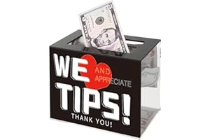 CiaoHER Acrylic Tip Collection Jar Donation Suggestion Box for Money Storage Container Red heart(6" W x 5" H x 4" D)