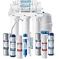 PureDrop RTW5 5 Stage Reverse Osmosis Water Filter System with Innovative Top-Mounted Faucet Design, TDS Reduction 50 GPD Under Sink RO Water Filtration Plus Extra 3 Filters