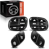 A-Premium 4-PC Steering Wheel Control Switch Button Compatible with Chevy, GMC, Cadillac &amp; More - Silverado, Tahoe, Suburban, Sierra, Yukon, Envoy - # 21997738, 21997739, 1999442, 1999443