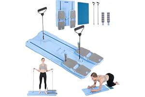 FOLOVN Pilates Board - 2025 Pilates Reformer Set for Full Body Workouts, Foldable Ab Core Trainer Board, 5 in 1 Multi-Purpose Pilates Board for Home with Resistance Bands, Ideal for Women & Men (Blue, L)