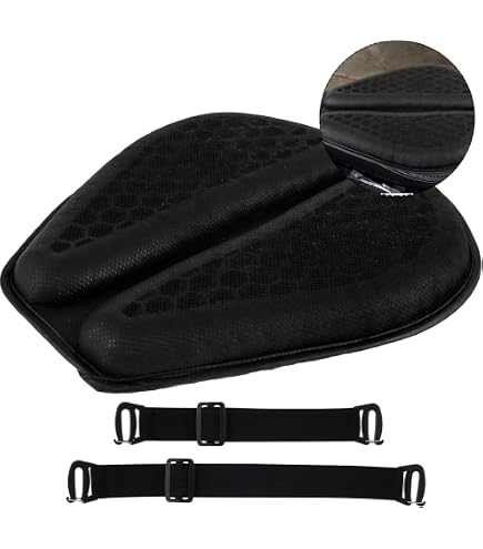 Coussin Siège Moto En Gel SKYJDM - Anti-Douleur Longs Trajets - Nid D'Abeille 3D Respirant - Taille L