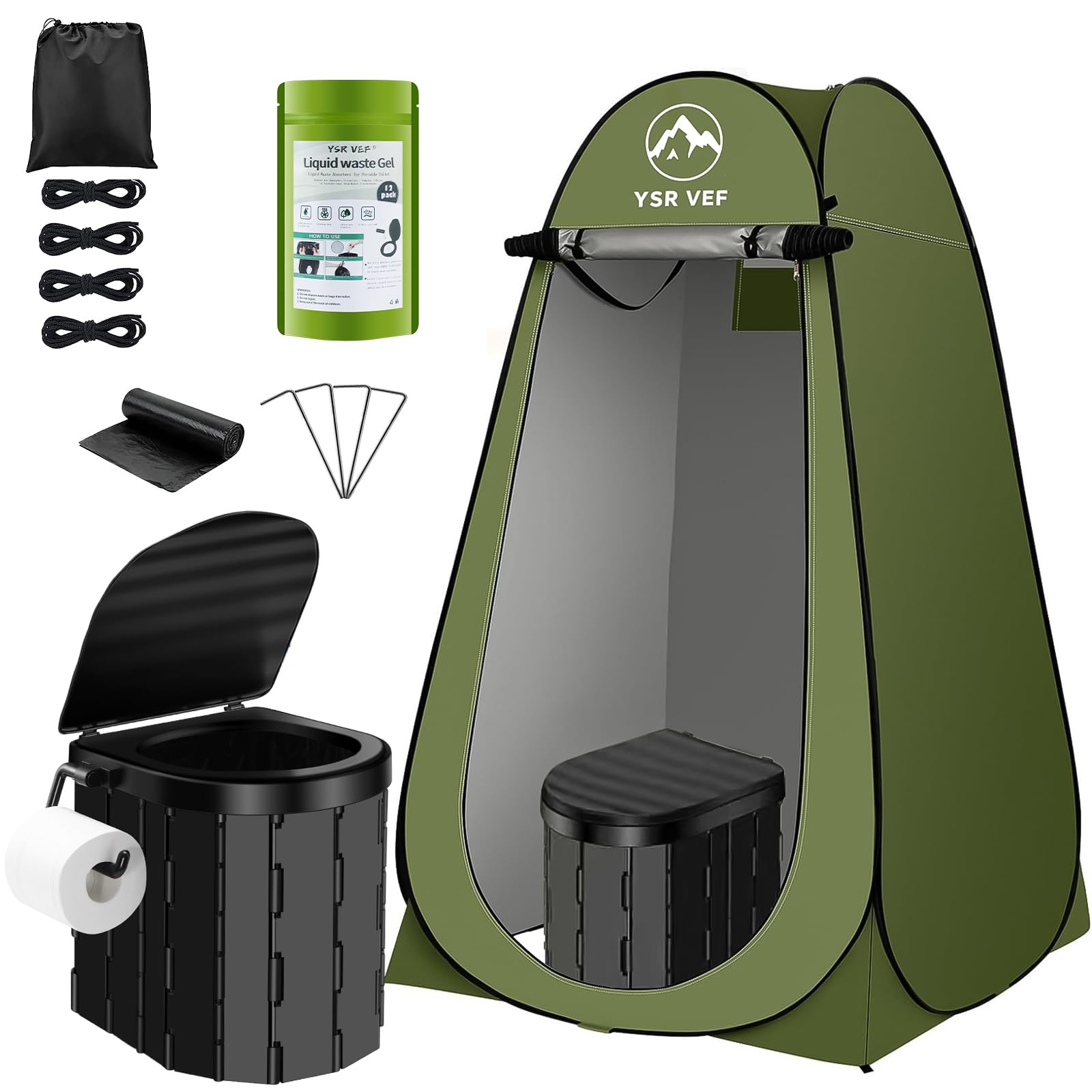 Photo 1 of ***It is used, it is missing a part and it is not known if it works 100%.**Portable Toilet Kit for Adults, Camping Toilet with Pop-Up Privacy Tent and Poo Gel Toilet Bags, Washable Portable Outdoor Showers Changing Rooms